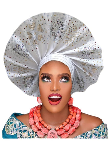 Image of frenzy african fashion headtie AutoGele Already Tied Aso oke-FrenzyAfricanFashion.com