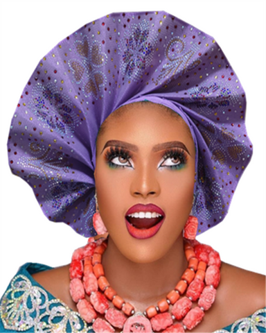 Image of frenzy african fashion headtie AutoGele Already Tied Aso oke-FrenzyAfricanFashion.com