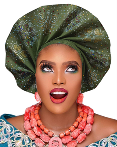 Image of frenzy african fashion headtie AutoGele Already Tied Aso oke-FrenzyAfricanFashion.com