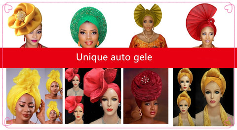 Image of Fashion African Women Party Headtie Turban Cap Already Made Auto Gele Aso Oke Material-FrenzyAfricanFashion.com