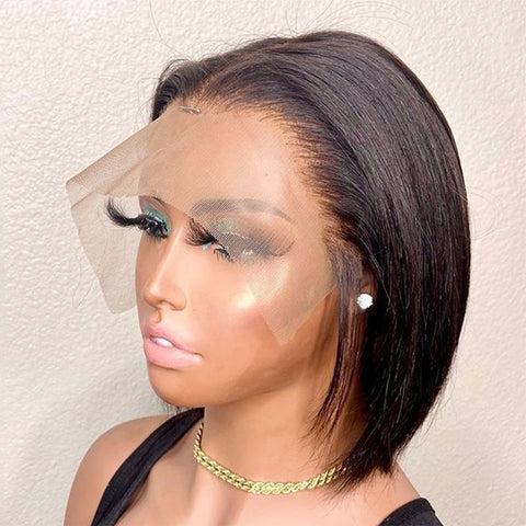 Image of Pre Plucked Short Cut Bob Straight Lace Front Wig-FrenzyAfricanFashion.com