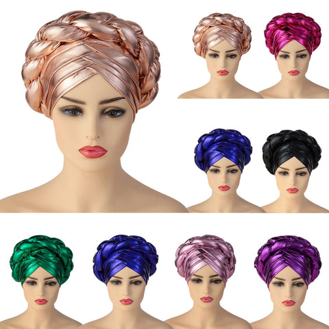 Image of Turban Braided Cross Head wrap Autogele.-FrenzyAfricanFashion.com