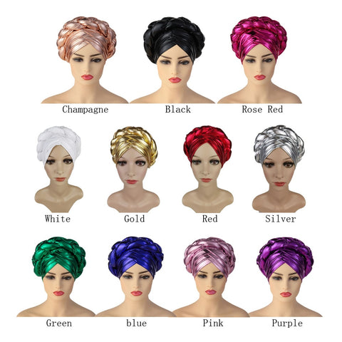 Image of Turban Braided Cross Head wrap Autogele.-FrenzyAfricanFashion.com