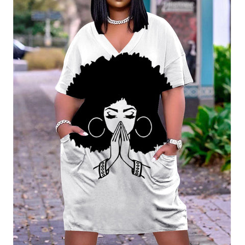 Image of Women Bohemia Dress Street V-Neck Knee length-FrenzyAfricanFashion.com