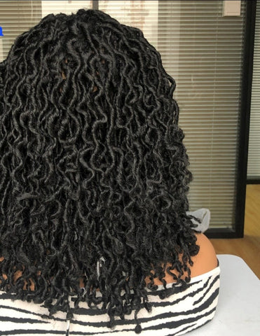 Image of Dreadlock Faux Nu Locs Short Hair Curly Synthetic Wig Glue less Braids Hair Side Part-FrenzyAfricanFashion.com