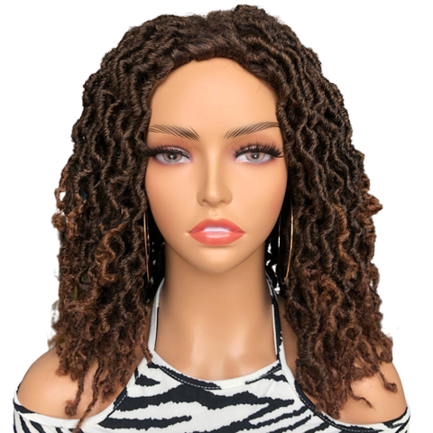 Image of Dreadlock Faux Nu Locs Short Hair Curly Synthetic Wig Glue less Braids Hair Side Part-FrenzyAfricanFashion.com