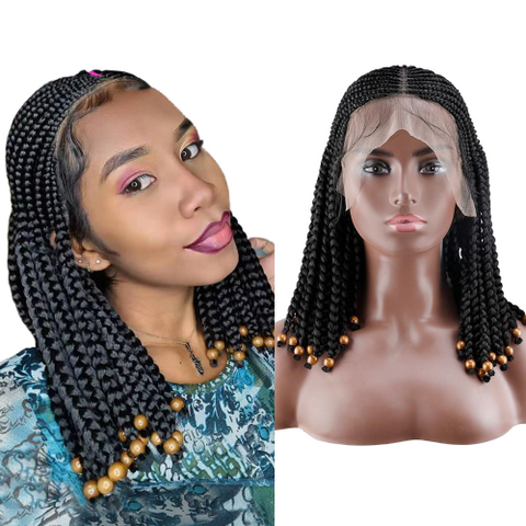 Image of Cornrow Braided Wig Lace Frontal Wigs Baby Hair-FrenzyAfricanFashion.com