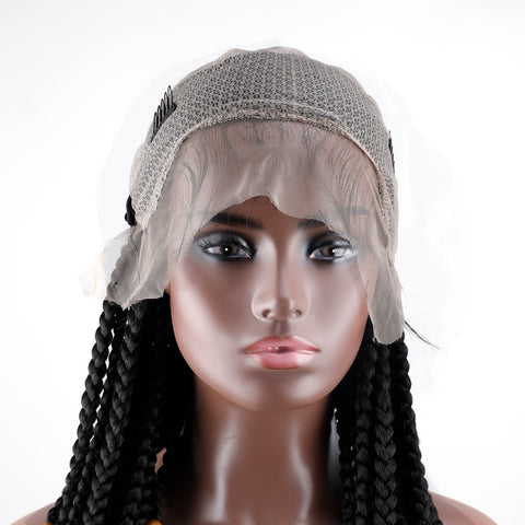 Image of Cornrow Braided Wig Lace Frontal Wigs Baby Hair-FrenzyAfricanFashion.com