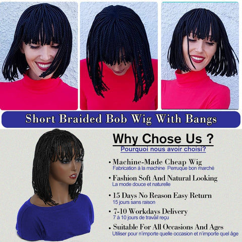 Image of Box Braided Synthetic Hair Bob Wig-FrenzyAfricanFashion.com