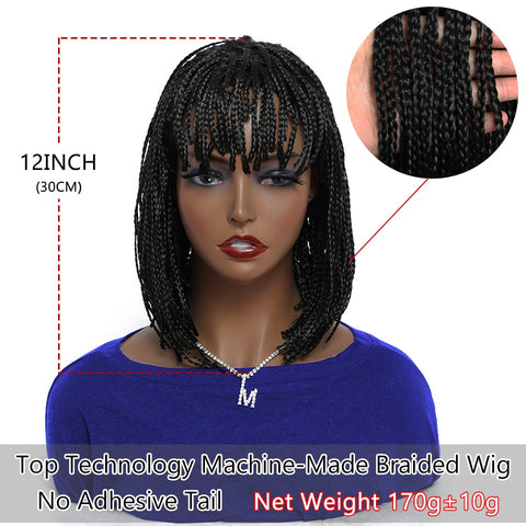 Image of Box Braided Synthetic Hair Bob Wig-FrenzyAfricanFashion.com