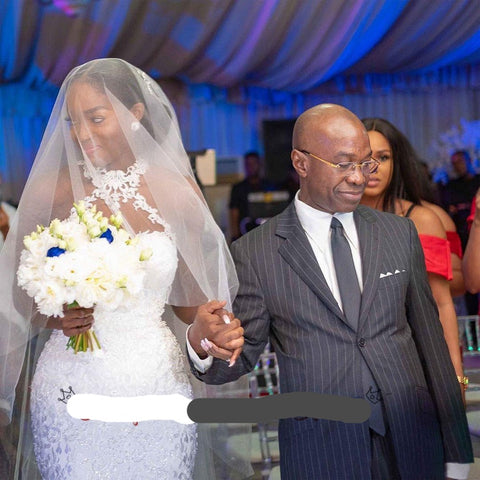 Image of Linzy Lace Beaded Mermaid Trumpet Halter Neck wedding dress-FrenzyAfricanFashion.com