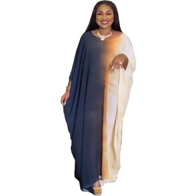 Abaya Ladies Plus Size Print Loose Long Maxi Dresses-FrenzyAfricanFashion.com