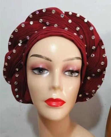 Image of Head wrap women scarf waterfall design-FrenzyAfricanFashion.com