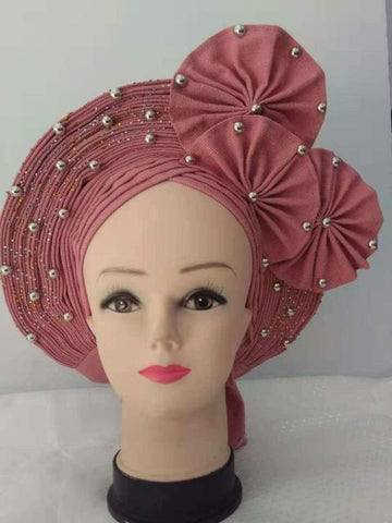 Image of Aso Oke Auto Gele headtie turban headtie hair wrap-FrenzyAfricanFashion.com