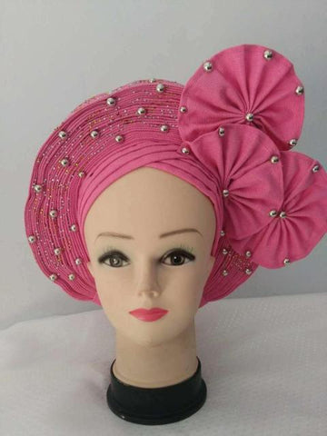 Image of Aso Oke Auto Gele headtie turban headtie hair wrap-FrenzyAfricanFashion.com