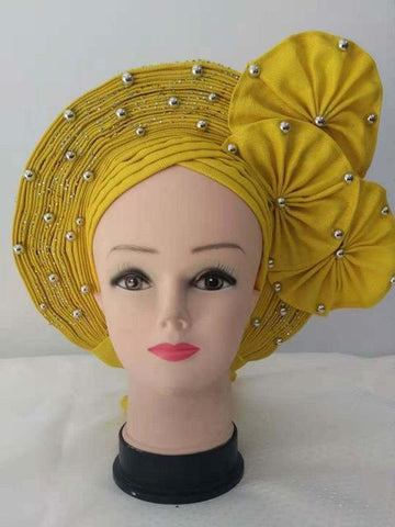 Image of Aso Oke Auto Gele headtie turban headtie hair wrap-FrenzyAfricanFashion.com