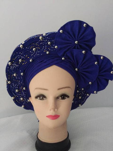 Image of Aso Oke Auto Gele headtie turban headtie hair wrap-FrenzyAfricanFashion.com