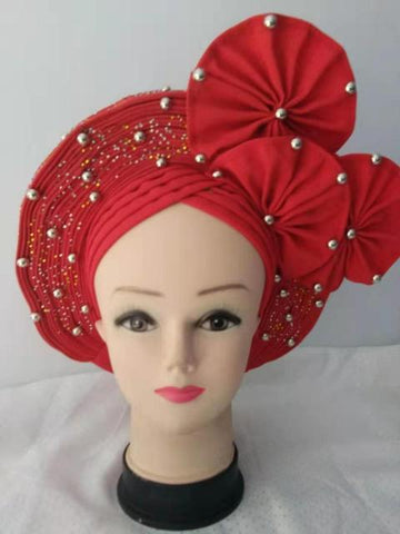 Image of Aso Oke Auto Gele headtie turban headtie hair wrap-FrenzyAfricanFashion.com