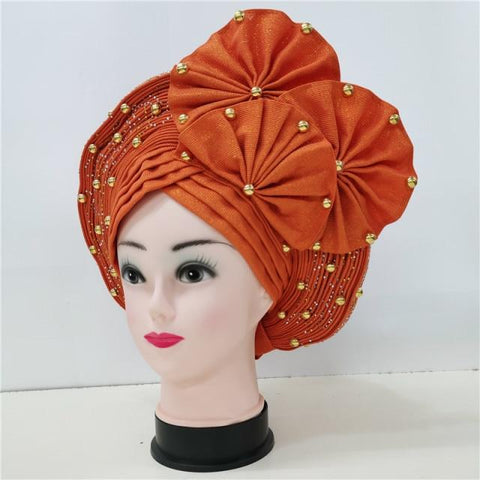 Image of Aso Oke Auto Gele headtie turban headtie hair wrap-FrenzyAfricanFashion.com