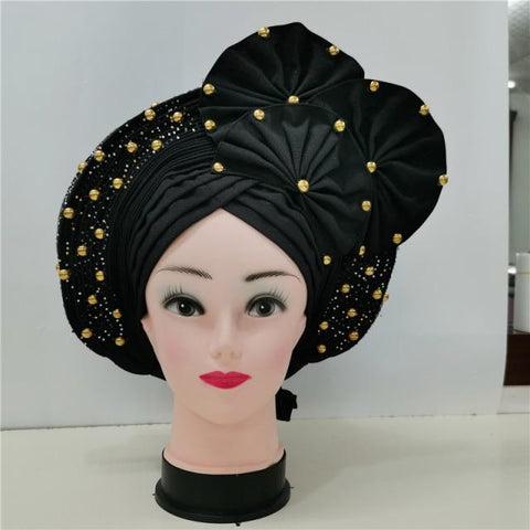 Image of Aso Oke Auto Gele headtie turban headtie hair wrap-FrenzyAfricanFashion.com