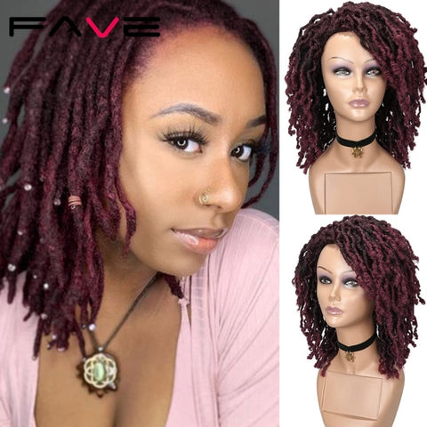 Image of Dreadlock Wig Braided Twist Black Brown Short Curly Heat Resistant Fiber Hair-FrenzyAfricanFashion.com