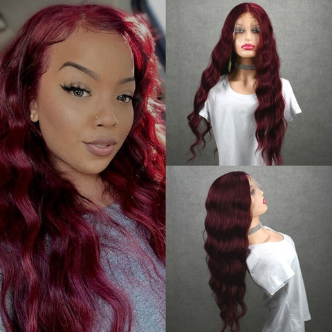 Image of Ginger Orange Lace Front Wig Loose Wave T Lace Wig For Black White Women-FrenzyAfricanFashion.com