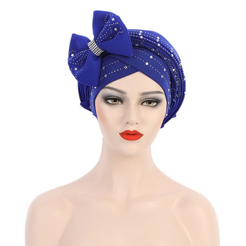 Image of Headtie Auto Gele Bow-tie Headscarf Muslim Hijab Turban Caps-FrenzyAfricanFashion.com