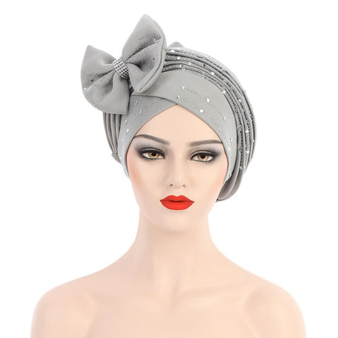 Image of Headtie Auto Gele Bow-tie Headscarf Muslim Hijab Turban Caps-FrenzyAfricanFashion.com