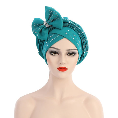 Image of Headtie Auto Gele Bow-tie Headscarf Muslim Hijab Turban Caps-FrenzyAfricanFashion.com