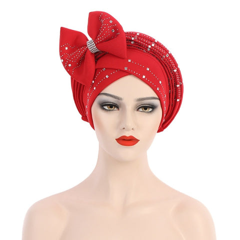 Image of Headtie Auto Gele Bow-tie Headscarf Muslim Hijab Turban Caps-FrenzyAfricanFashion.com