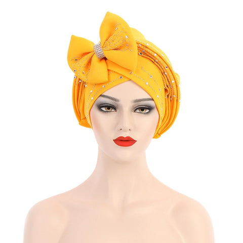 Image of Headtie Auto Gele Bow-tie Headscarf Muslim Hijab Turban Caps-FrenzyAfricanFashion.com