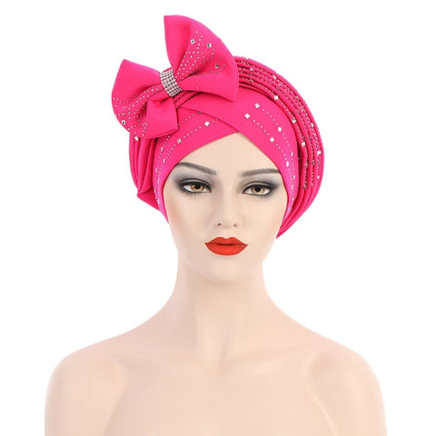 Image of Headtie Auto Gele Bow-tie Headscarf Muslim Hijab Turban Caps-FrenzyAfricanFashion.com