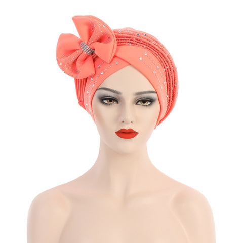 Image of Headtie Auto Gele Bow-tie Headscarf Muslim Hijab Turban Caps-FrenzyAfricanFashion.com