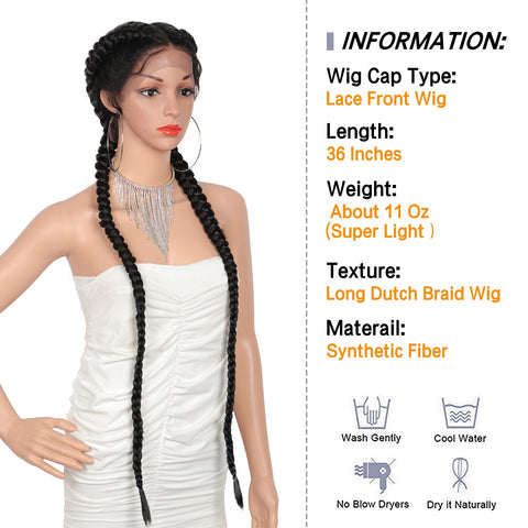 Image of Lace Front Wig Cornrow Two Part Dutch Box Braids with Baby Hair-FrenzyAfricanFashion.com