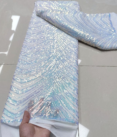 Image of Sequins Tulle Lace African Lace Fabric French Mesh Net 5 Yards-FrenzyAfricanFashion.com