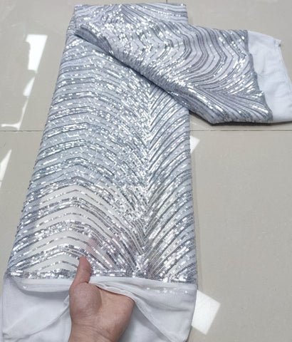 Image of Sequins Tulle Lace African Lace Fabric French Mesh Net 5 Yards-FrenzyAfricanFashion.com