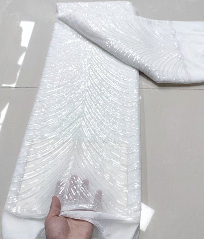 Image of Sequins Tulle Lace African Lace Fabric French Mesh Net 5 Yards-FrenzyAfricanFashion.com