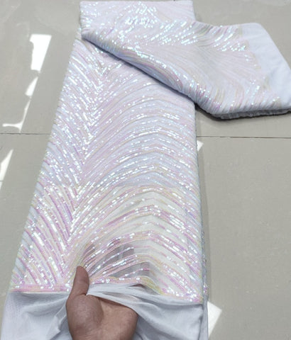 Image of Sequins Tulle Lace African Lace Fabric French Mesh Net 5 Yards-FrenzyAfricanFashion.com