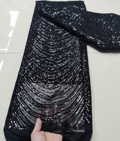 Image of Sequins Tulle Lace African Lace Fabric French Mesh Net 5 Yards-FrenzyAfricanFashion.com