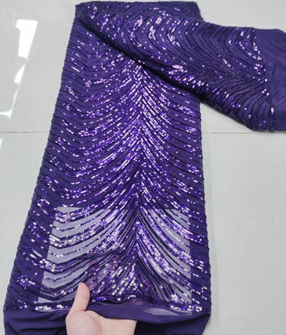 Image of Sequins Tulle Lace African Lace Fabric French Mesh Net 5 Yards-FrenzyAfricanFashion.com