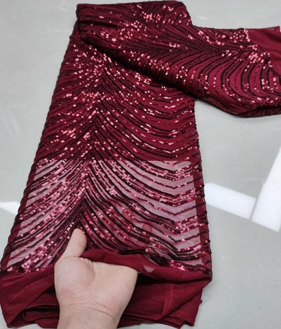 Image of Sequins Tulle Lace African Lace Fabric French Mesh Net 5 Yards-FrenzyAfricanFashion.com