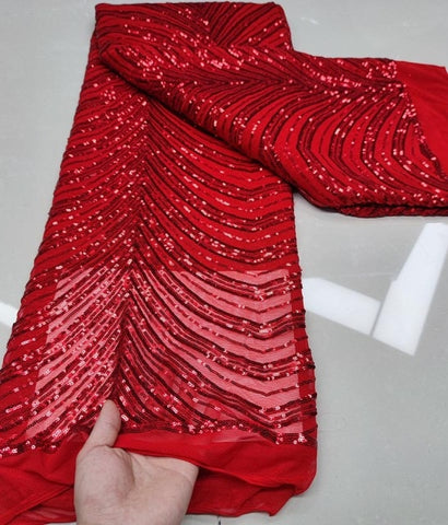 Image of Sequins Tulle Lace African Lace Fabric French Mesh Net 5 Yards-FrenzyAfricanFashion.com