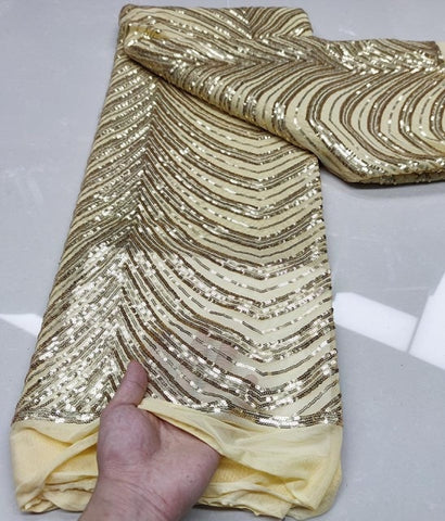 Image of Sequins Tulle Lace African Lace Fabric French Mesh Net 5 Yards-FrenzyAfricanFashion.com