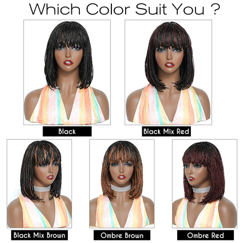 Image of Box Braided Synthetic Hair Bob Wig-FrenzyAfricanFashion.com