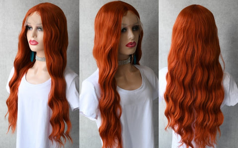 Image of Ginger Orange Lace Front Wig Loose Wave T Lace Wig For Black White Women-FrenzyAfricanFashion.com