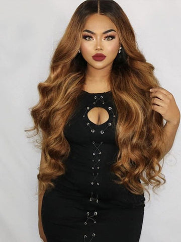 Image of Ginger Orange Lace Front Wig Loose Wave T Lace Wig For Black White Women-FrenzyAfricanFashion.com