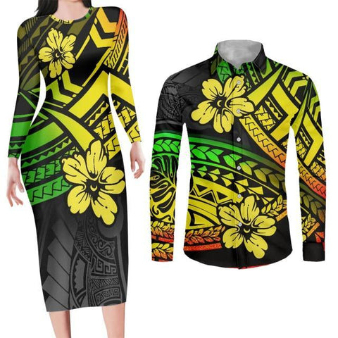 Image of Black Bodycon Dress and Shirt Matching Couples Outfits-FrenzyAfricanFashion.com