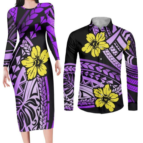 Image of Couples Clothing Samoa Polynesian Floral Print-FrenzyAfricanFashion.com