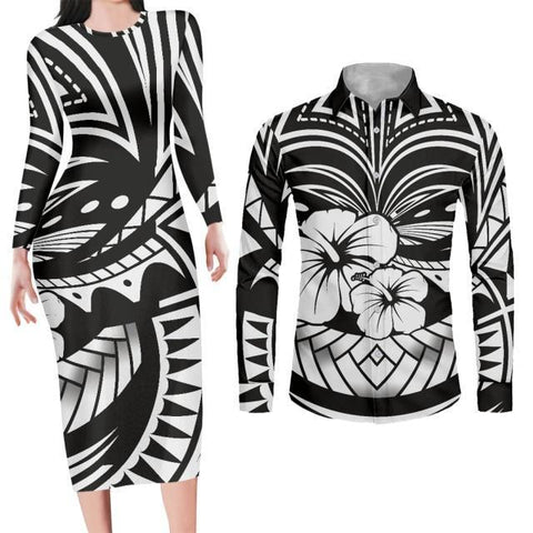 Image of Matching Apparel Bodycon Dress and Shirt Engagement Outfits-FrenzyAfricanFashion.com