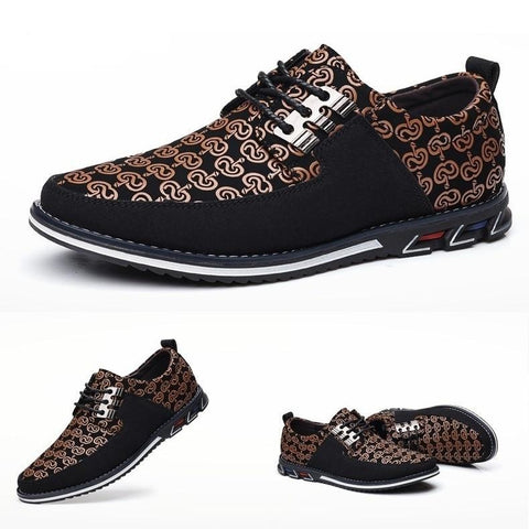 Image of Men's Leather Casual Shoes Fashion Loafers Moccasins Breathable Slip On Driving Lace-Up Patchwork-FrenzyAfricanFashion.com